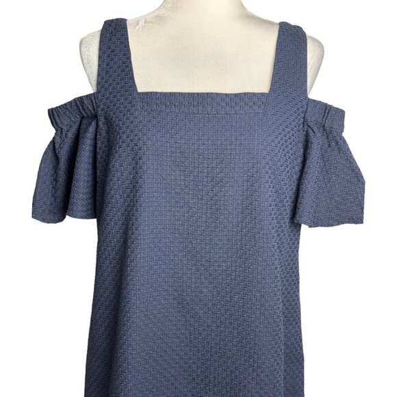 J.Crew Factory NWT $85 Navy Mini Dress Cold Shoulder Travel Vacation Womens Sz M - Picture 9 of 10